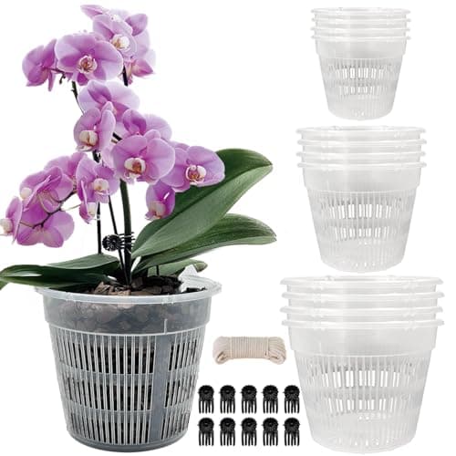 Tialero Clear Slotted Orchid Pots, 12 Pack in 3 Sizes