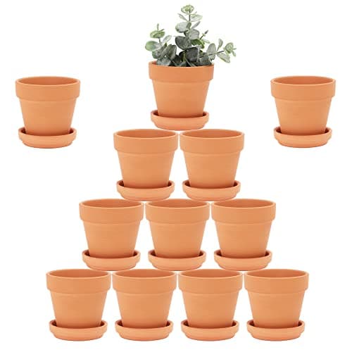 Yishang 3-Inch Terracotta Pots with Saucers, 12 Pack