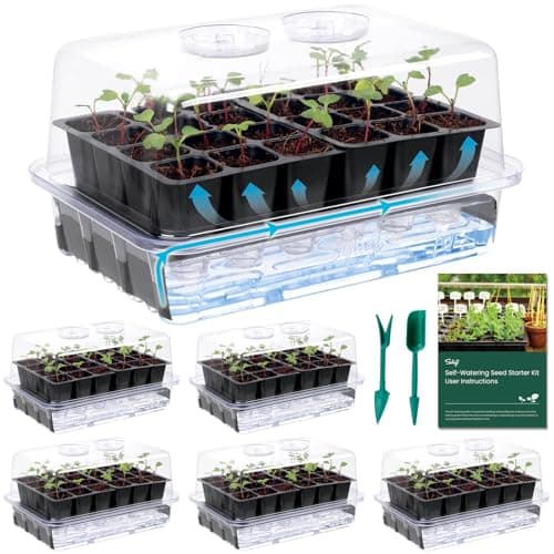 SOLIGT Self-Watering Seed Starter Trays with Humidity Domes, 6 Pack, 144 Cells