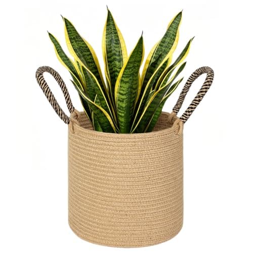 HONCESTA Woven Jute Plant Basket, 11 in